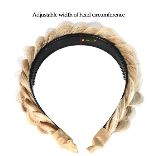 Miniatura 2 de Banda ancha trenzada para el cabello, accesorios para el cabello, banda elástica antideslizante para mujeres y niñas (A1002)