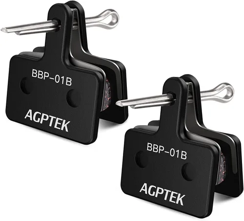 AGPTEK Pastillas de freno de bicicleta, pastillas de freno de alto rendimiento, pastillas de freno de disco y resorte (semimetálico y resina) para