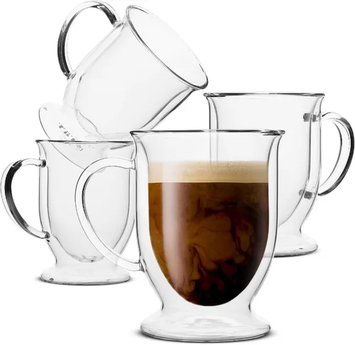 Miniatura 7 de BTAT - Tazas de café irlandés de doble pared, 10 onzas, juego de 4, tazas de café de vidrio con asa, taza de café irlandesa transparente aislada
