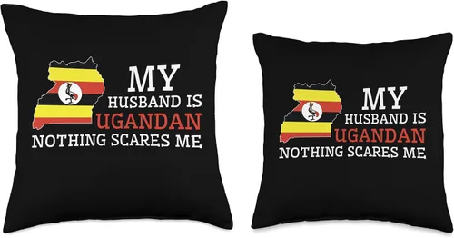 Miniatura 3 de Wedding & Married with Ugandan Designs Almohada con diseño de bandera ugandesa Nothing Scares Me Wife Husband Uganda Pride (16 x 16 pulgadas)