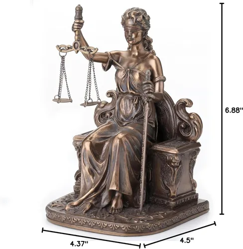 Miniatura 8 de Señora Justicia sentada con escamas y espada estatua Le Justica