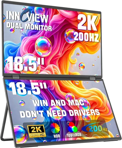 Miniatura 10 de InnoView Monitor Portátil Dual 4K de 15.6 pulgadas 3840x2160P 100% sRGB Owl Eye Vision - Diseño Plegable con Ajuste de Pantalla de 315°, Soporte