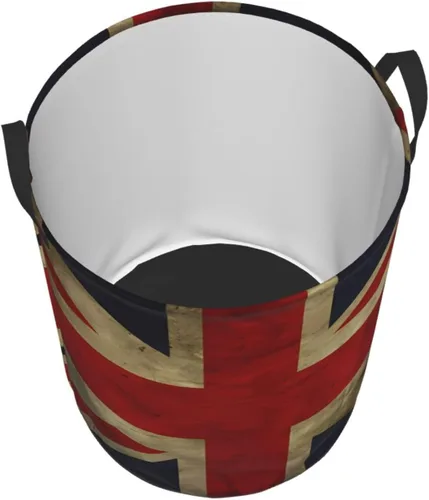 Miniatura 2 de Cesta de lavandería con estampado de bandera británica, impermeable, con asa, plegable, cesta organizadora circular portátil para cocina, sala