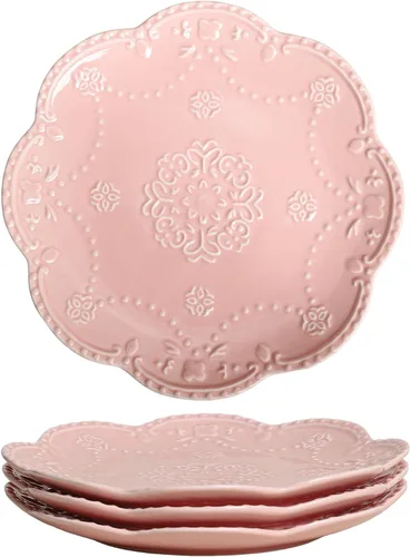 Miniatura 13 de Gaolinci European Palace Series Lace Embossed Ceramic Dinner Plate (juego de 4)
