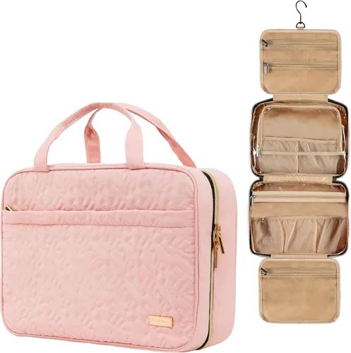 Miniatura 12 de Carrywell - Neceser de viaje con gancho para colgar, organizador de maquillaje, bolsa de cosméticos resistente al agua para contenedores
