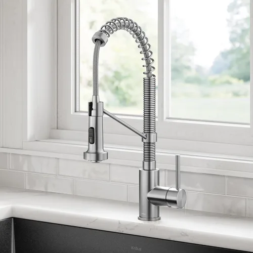 Miniatura 2 de KRAUS Bolden KPF-1610SFS - Grifo de cocina extraíble de una sola manija de estilo comercial de acero inoxidable sin manchas, con 2 funciones