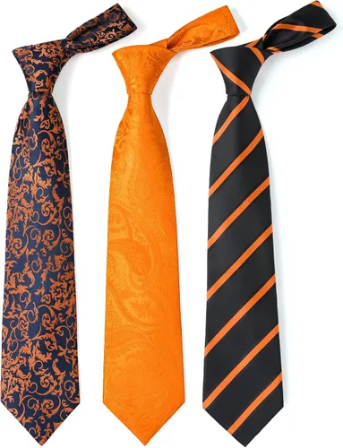 Miniatura 9 de HISDERN Juego de corbatas extralargas para hombre y pañuelo de bolsillo de 63 pulgadas, colección XL, caja de regalo, corbata, lote de 3