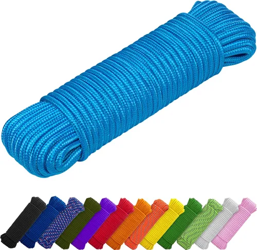 Miniatura 15 de TECEUM Cuerda – 90 pies x 1/4 pulgada (7mm) – Verde Ejército – Cuerda Utilitaria Versátil y Resistente – Acampada, Artesanía, Asta de Bandera