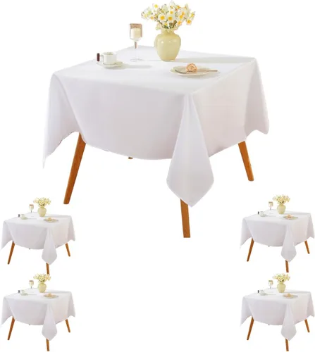 Miniatura 82 de Paquete de 5 Manteles Cuadrados 60 x 60 Pulgadas de Carbón, Mantel de Poliéster Lavable para Uso en Hogar, Fiesta, Boda o Restaurante.