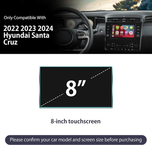 Miniatura 2 de LUWU - Protector de pantalla de Santa Cruz para Hyundai Santa Cruz (SE/SEL) 2022-2024, pantalla táctil de 8 pulgadas, protector de navegación 9H