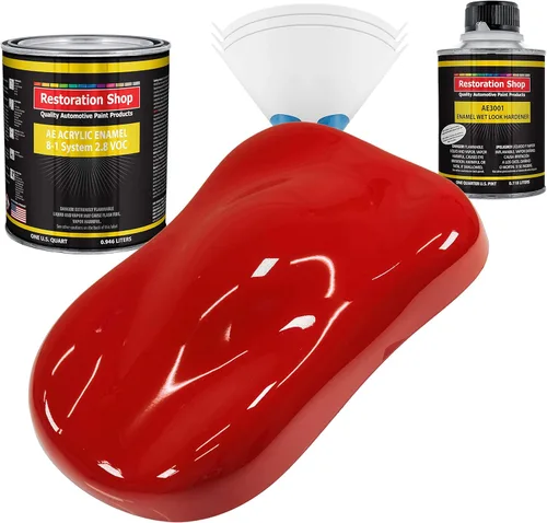 Miniatura 11 de Restoration Shop - Pintura de esmalte acrílico Monza Red para autos - Kit completo de pintura de galón - Recubrimiento profesional de alta Rojo