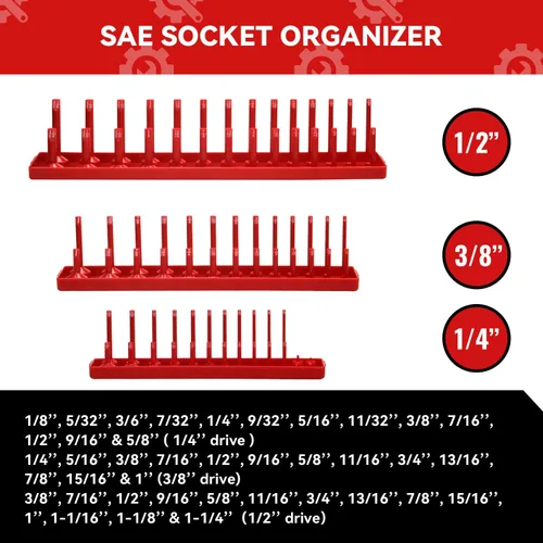 Miniatura 5 de AIUITIO Juego de 3 bandejas organizadoras de dados, bandejas de almacenamiento de dados SAE, soportes de dados de accionamiento profundos y poco