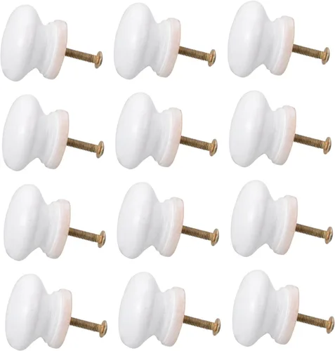 Uonlytech Perillas blancas para puertas de gabinete, pomos de madera para gabinetes, tiradores de cajón, armario de cocina, armario de cocina, color