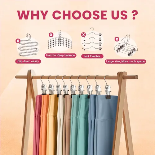 Miniatura 7 de 12 paquetes de perchas para pantalones con clip, organizador de leggings para colgar en el armario, perchas para pantalones de yoga que ahorran