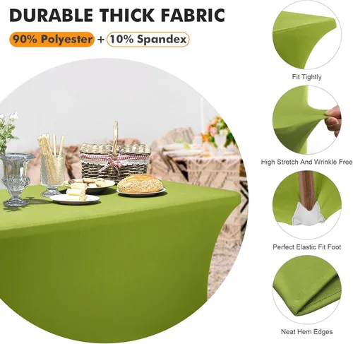 Miniatura 3 de SEPARO Paquete de 2 Cubiertas de Mesa Verdes de 4 Pies Mantel Rectangular Ajustado Tela Elástica Mantel de 4 pies Sin Arrugas para Fiestas Ferias
