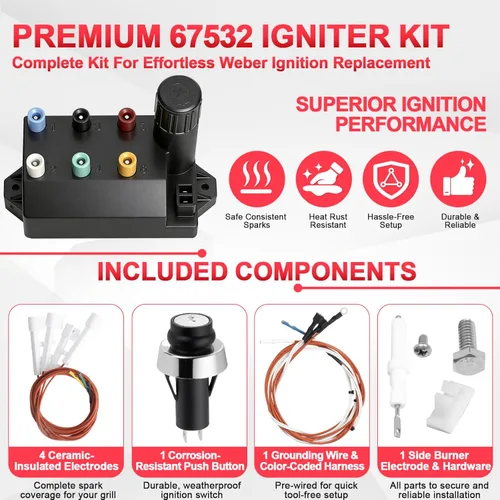 Miniatura 4 de 67532 Encendedor 66220 Reemplazo de botón para kit de encendido Weber GS4 Genesis II E-330 Parts Weber Genesis II E-335, Genesis 2 S-335, II S-345
