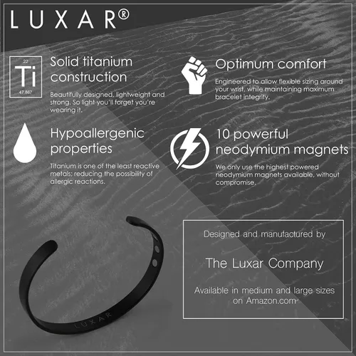 Miniatura 3 de LUXAR Pulsera de terapia magnética para hombre y mujer titanio sólido o cobre sólido sofisticado brazalete de titanio sólido con imanes