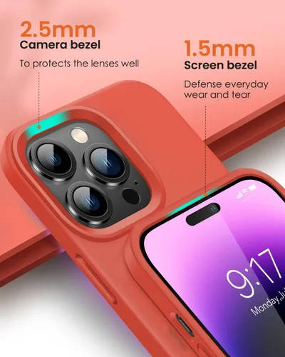 Miniatura 3 de Funda diseñada para iPhone 14 Pro Max, funda protectora de silicona líquida a prueba de golpes con forro de microfibra suave antiarañazos, ultra