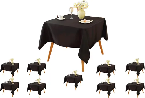 Miniatura 48 de Paquete de 5 Manteles Cuadrados 60 x 60 Pulgadas de Carbón, Mantel de Poliéster Lavable para Uso en Hogar, Fiesta, Boda o Restaurante.