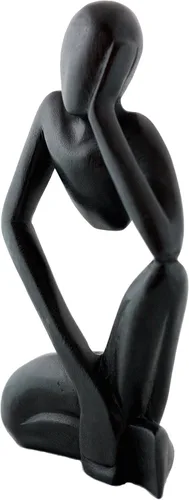 Miniatura 5 de G6 Collection Estatua abstracta de madera de 12 pulgadas hecha a mano para pensar, hombre pensante, arte moderno, decorativo, único, decoración