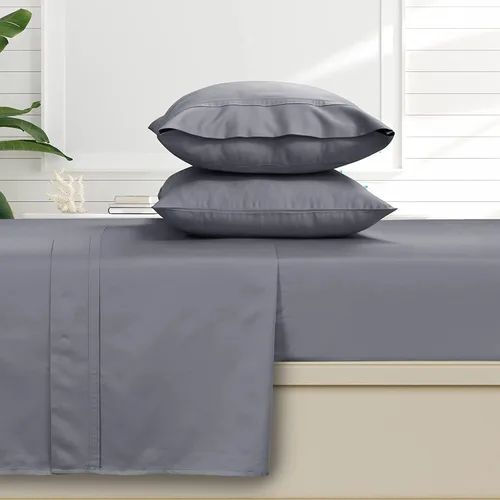 Miniatura 9 de Tribeca Living Juego de sábanas y fundas de almohada de satén de algodón egipcio suave, bolsillo profundo, 500 hilos, ropa de cama de lujo de 4 Beige
