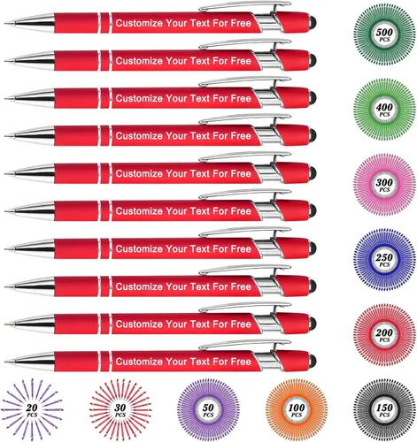Miniatura 61 de Máx. 500 bolígrafos personalizados a granel, bolígrafos personalizados con grabado gratis, punta de lápiz óptico personalizado con tu nombre, texto