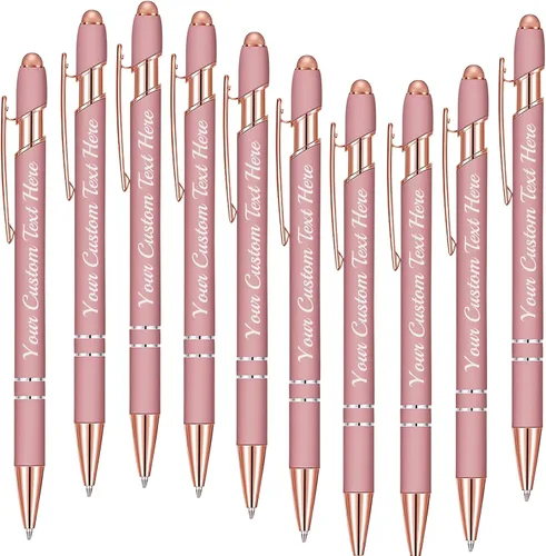 Miniatura 31 de Hasta 500 bolígrafos personalizados a granel con lápiz capacitivo, grabado, juego de bolígrafos con tu nombre, texto para mujeres de negocios