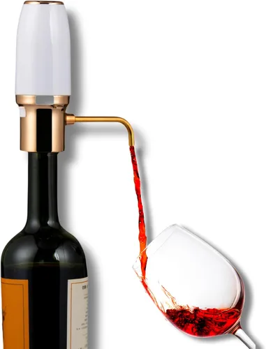 Miniatura 9 de Sip & Shimmer Aireador de vino eléctrico, aireador moderno, dispensador de vino eléctrico, vertedor de vino negro y dorado, bomba de vino