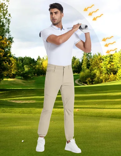 Miniatura 5 de PULI Pantalones deportivos de golf elásticos para hombre con 4 bolsillos, impermeables, ajustados, para senderismo, casual, viajes, trabajo