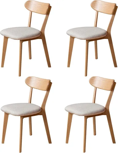 Miniatura 18 de Sillas de comedor 100% de madera de roble macizo, sillas de comedor modernas de mediados de siglo con cojín tapizado, sillas de cocina, comedor