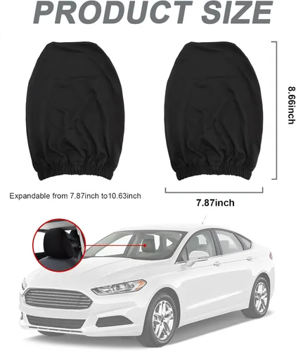 Miniatura 2 de Kewucn 2 fundas para reposacabezas de asiento de automóvil, diseño de tela protectora para decoración de reposacabezas de automóvil, protector suave