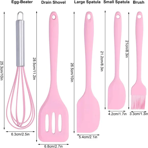 Miniatura 2 de Juego de utensilios de cocina de silicona, juego de espátulas de silicona antiadherentes resistentes al calor, incluye batidor de huevos, pala