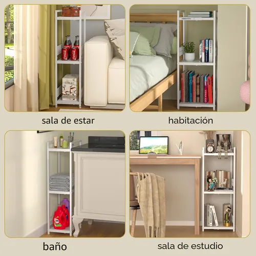 Miniatura 7 de DAOUTIME Estante de almacenamiento delgado expandible, estantería de metal de 3 niveles para organizador de almacenamiento de baño, estante estrecho