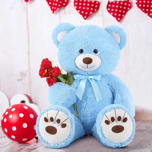 Miniatura 5 de MorisMos Oso de Peluche Azul Gigante, Peluche Grande de 36 pulgadas para Baby Shower, Oso de Tamaño Real para Niños, Niñas, Novia en Cumpleaños, San