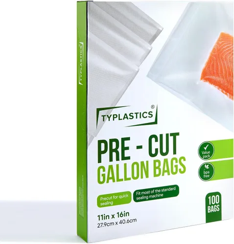 Miniatura 8 de Bolsas selladoras al vacío TYPLASTICS para almacenamiento hermético de alimentos, 1 galón, bolsas precortadas, 100 unidades Food Storage
