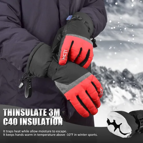 Miniatura 14 de MCTi Guantes de esquí, impermeables, para snowboard y nieve, 3M, Thinsulate, para clima frío, para mujer, para invierno, con pantalla táctil