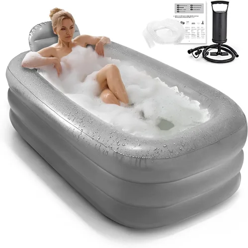 Miniatura 11 de Bañera portátil para adultos – Baño de hielo y bañera de hidromasaje para la recuperación de atletas, spa en casa – Bañera inflable grande de 62.2 x