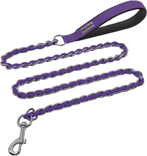 Miniatura 11 de Correa de cadena para perro a prueba de mordidas para perros medianos y grandes, cadena de eslabones antimasticación de 5.2 pies/4 pies, fuerte
