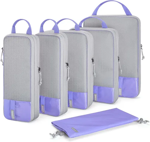 BAGSMART - Juego de 6 cubos de compresión para maletas, juego de 6, 4 y 2, cubos organizadores de viaje, juego de bolsas expandibles, organizadores