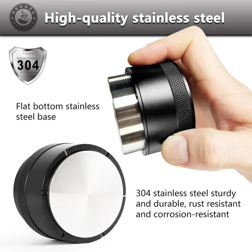 Miniatura 6 de NEOUZA Herramienta niveladora de barista de palmera de café de 1.929 in, base plana de acero inoxidable con resorte para máquina de café Portafiltro