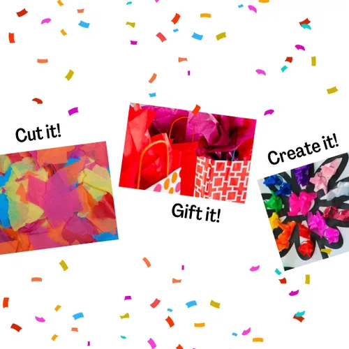 Miniatura 5 de Papel de seda multicolor de 20 x 26 pulgadas, paquete de 100 unidades, 25 colores, pañuelos artísticos para regalos, juegos, cumpleaños, Pascua, día