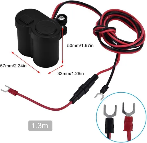 Miniatura 3 de para 12 V. toma de corriente Yctze 12-24V motocicleta impermeable encendedor de cigarrillos enchufe USB toma de corriente toma de corriente