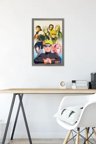 Miniatura 6 de Trends International Naruto Shippuden - Póster de pared de arte clave, 14.725 x 22.375 pulgadas, versión enmarcada de madera de granero