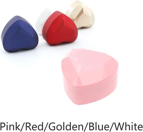 Miniatura 5 de Caja de anillo con forma de corazón con luz LED, soporte de terciopelo, organizador de cofre de joyería, aretes, caja de presentación de joyas
