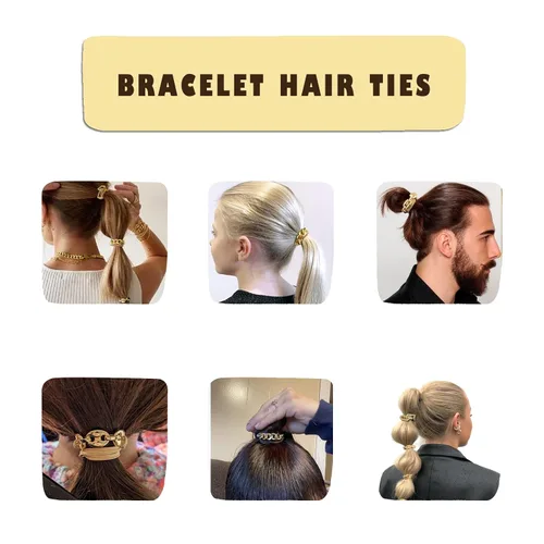 Miniatura 5 de Pulseras para el cabello, bonita pulsera elástica de nailon con colas de caballo para mujeres y niñas, soportes decorativos para cola de caballo