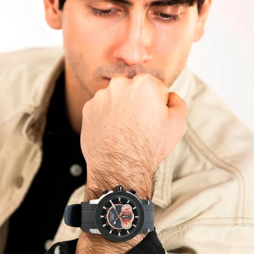 Miniatura 22 de MULCO Relojes para hombre - Creek, caja de acero inoxidable con correa de silicona para la muñeca, movimiento multifuncional de cuarzo, pantalla