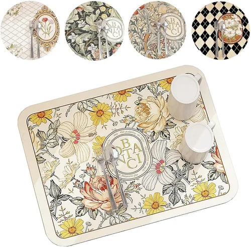Miniatura 8 de Tapete de drenaje de estilo fantasía 2023, 11.8 x 15.75 pulgadas, súper absorbente, tapete de secado de platos lavable, almohadilla de secado