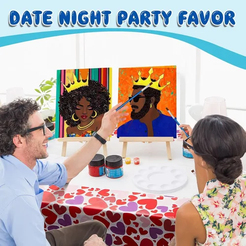 Miniatura 7 de Yeaqee Kit de 13 piezas de pintura y sorbo para adultos, lienzo elástico, para citas, noche, San Valentín, suministros de pintura, juego de pintura