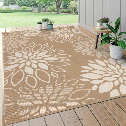 Miniatura 31 de HEBE Alfombra de Exterior Impermeable 6x9, Alfombra de Paja de Plástico Alfombra de Camping, Alfombras de Patio Exterior Reversibles Tapete para RV