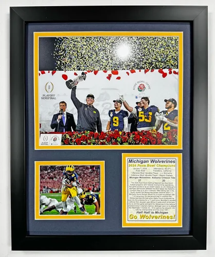 Miniatura 3 de Fútbol de Michigan Campeones Nacionales del CFP 2023 Collages de Fotos Enmarcadas con Doble Mate (30 cm x 38 cm, Mosaico)